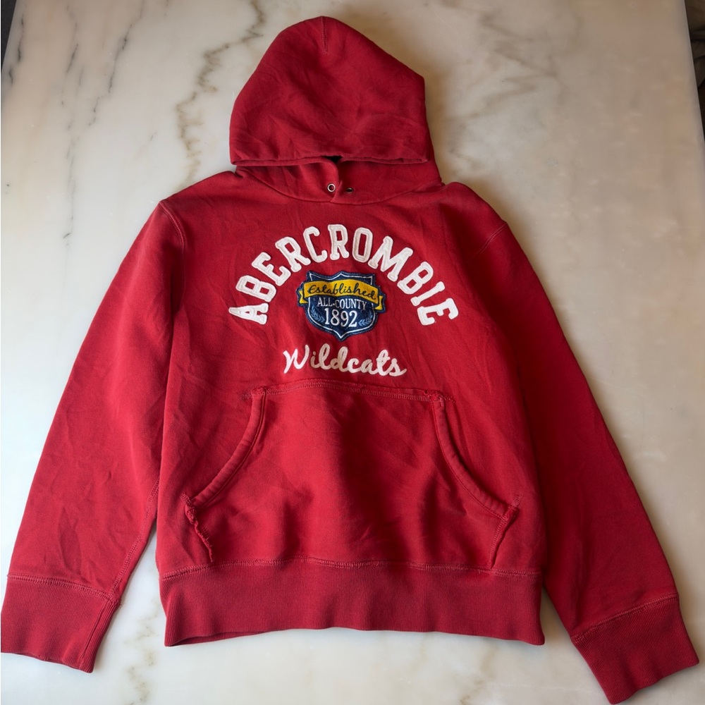 Abercrombie & Fitch Red Wildcats Logo Pullover Hoodie